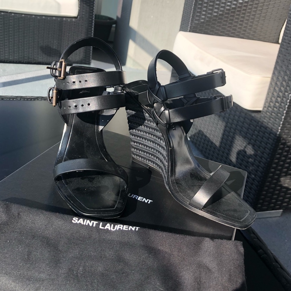 SAINT LAURENT BLACK WEDGES NEVER WORN